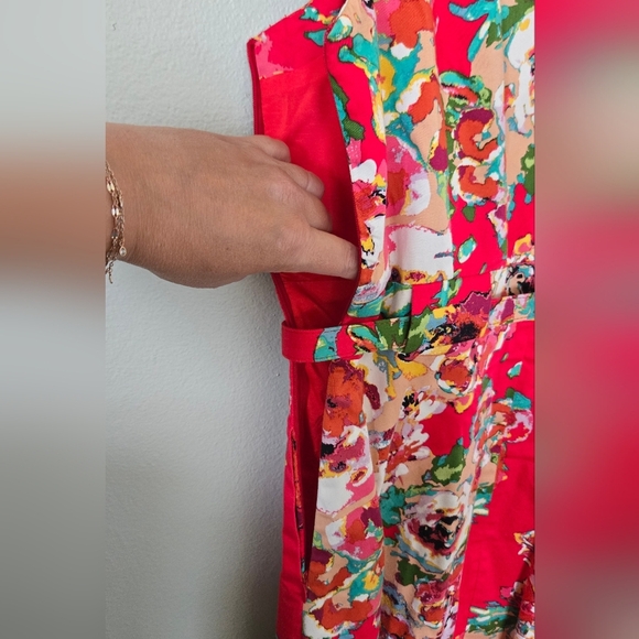 Adrianna Papell Red Floral Dress Size 6 - Picture 3 of 8
